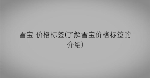 雪宝 价格标签(了解雪宝价格标签的介绍)